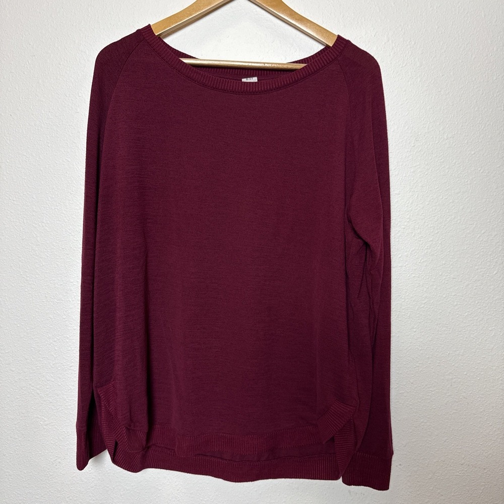 Burgundy Women's Crew Neck Long Sleeve Lightweight Sweater Size L Gap